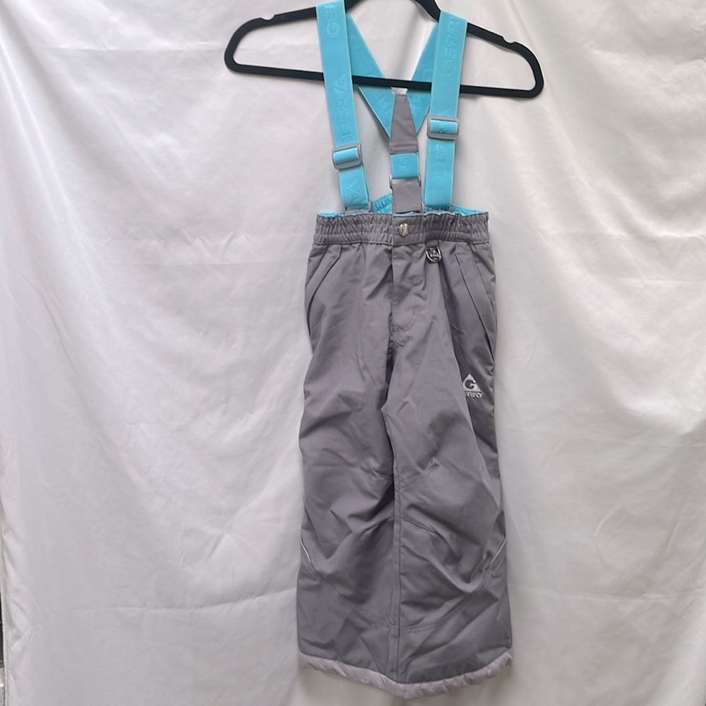 Gerry Snow pants Youth size 5/6‎ Gray/Teal with suspenders